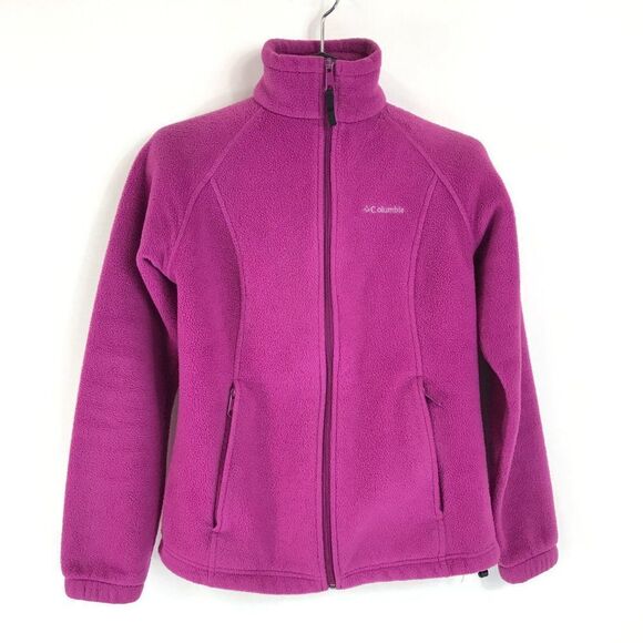 Columbia Full Zip Fleece Jacket Women's Size Medium Pockets Logo Mock Neck - Picture 3 of 14